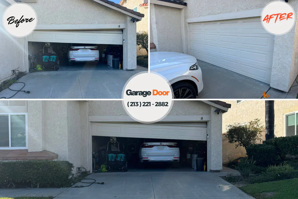 Before and after: garage door repair Zilwaukee, MI